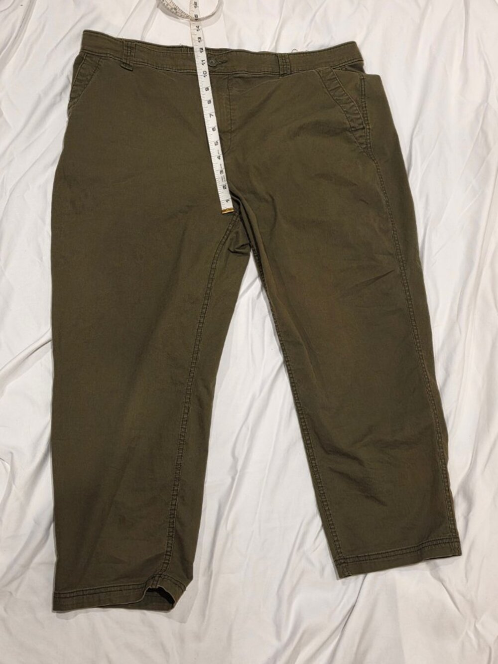 Old Navy High-Waisted OGC Chino Pants XL Olive Green Straight Leg Cropped - Picture 3 of 5